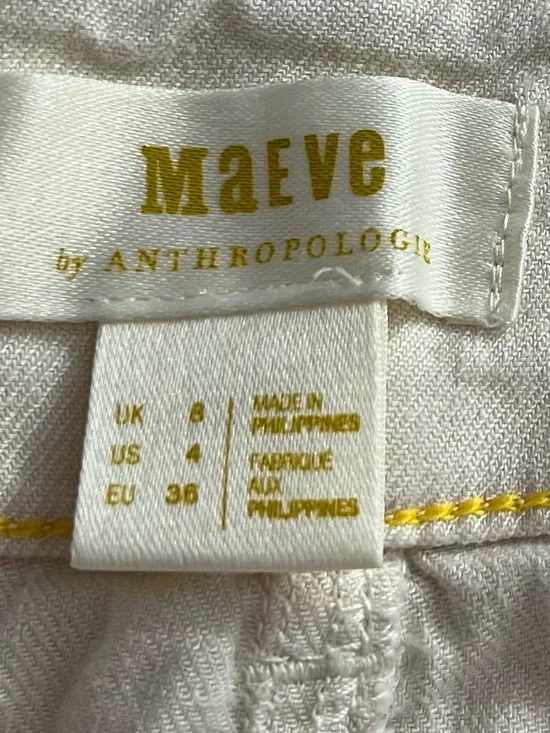 Anthropologie Maeve The Collette Linen Blend Wide Leg Pant In Ivory Cropped - Picture 9 of 13